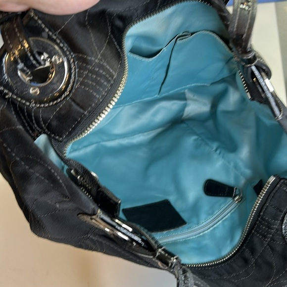 COACH LEATHERWEAR BLACK NYLON WITH SILVER ACCENTS TOTE HANDBAG - Picture 9 of 16